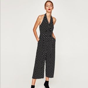 ZARA HALTER NECK POLKA DOT JUMPSUIT